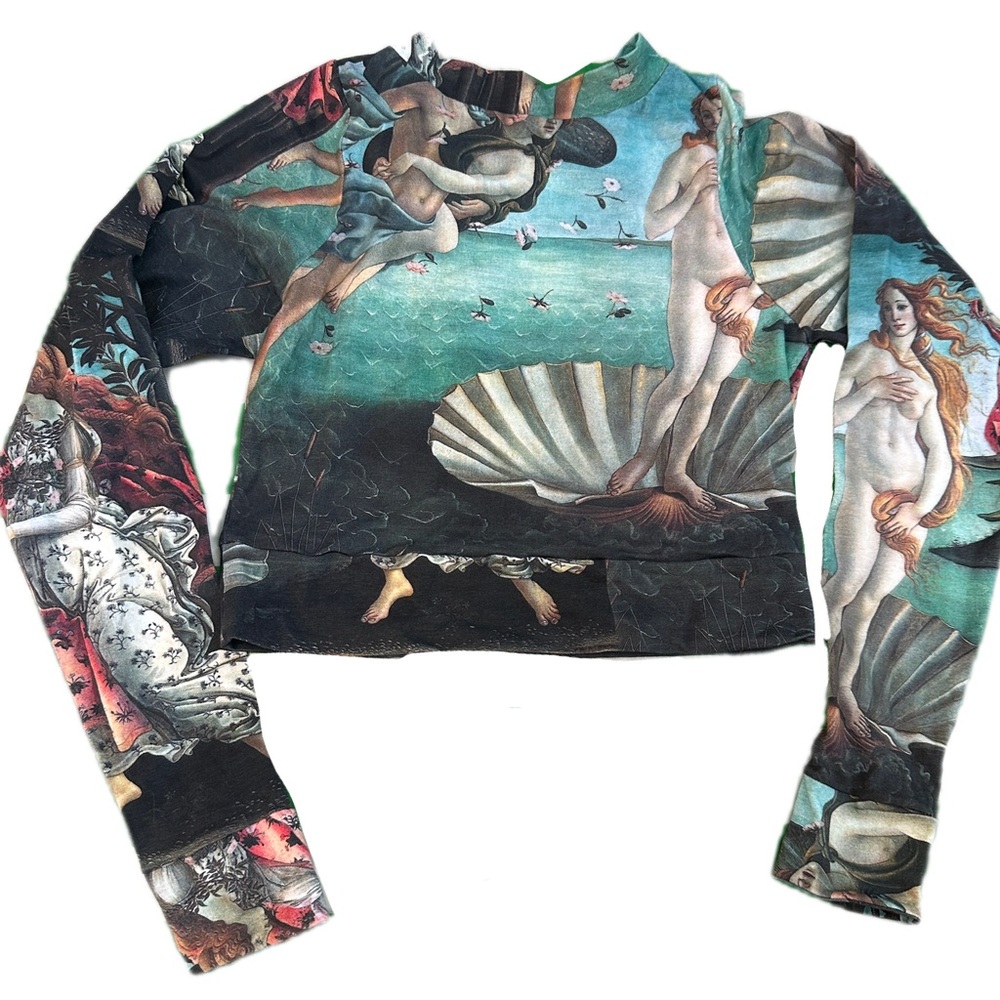 HANDMADE Venus cropped mockneck stretchy top